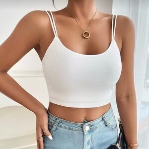 SHEIN Double Strap White Crop Top